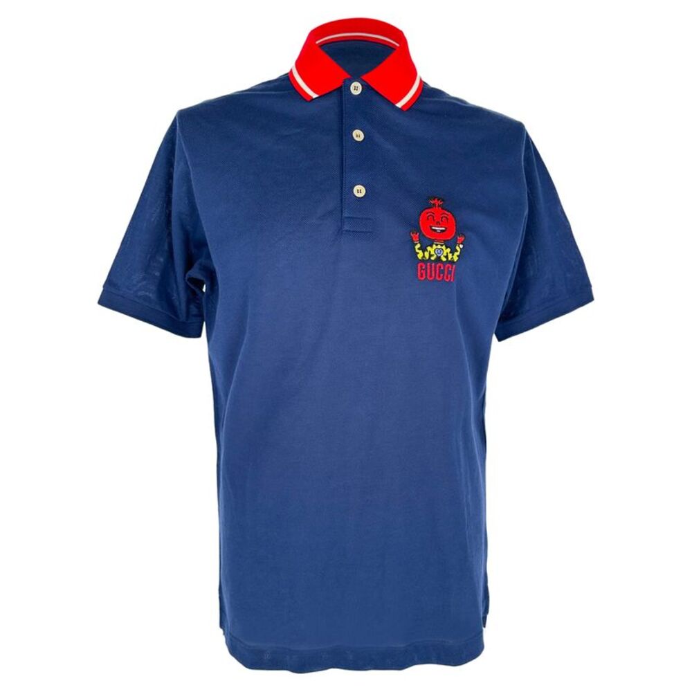 Gucci Pablo Delcielo Logo Polo Shirt in Navy Blue Cotton